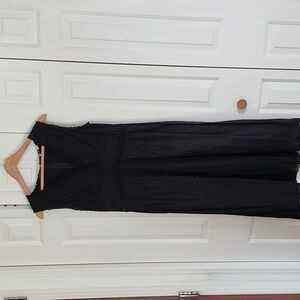 Karavan Black Tank Gauzy BOHO Dress with Cotton Crochet Trim Women's Size M